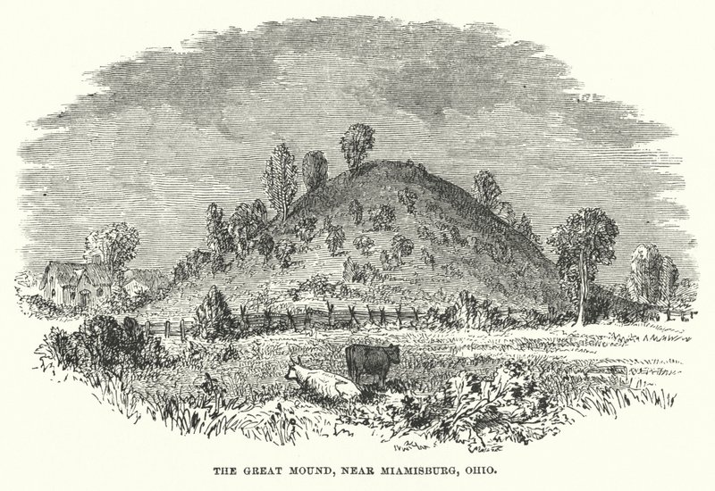 The Great Mound, nära Miamisburg, Ohio (gravyr) av American School