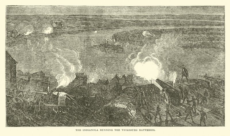 Indianola som kör Vicksburg Batteries, februari 1863 av American School