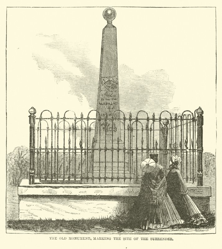 Det gamla monumentet, som markerar platsen för kapitulationen, juli 1863 av American School