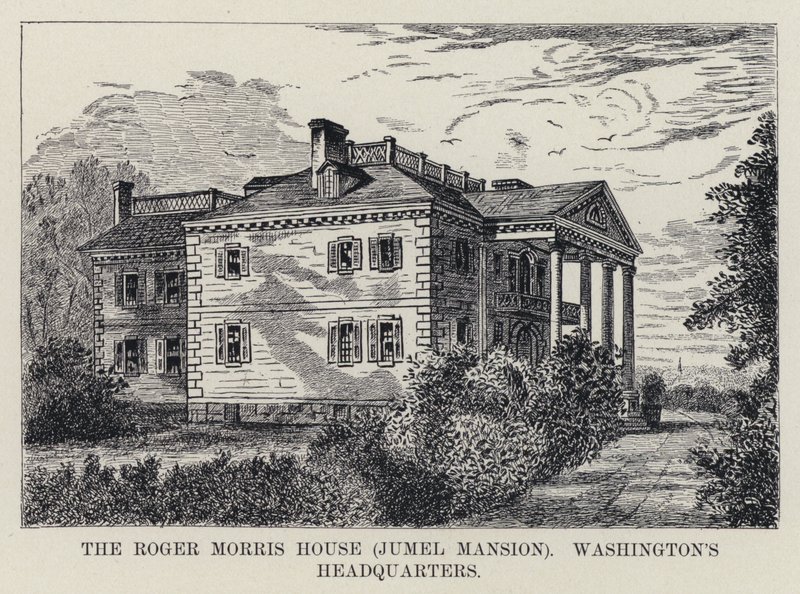 Roger Morris House, Jumel Mansion, Washingtons högkvarter (litho) av American School