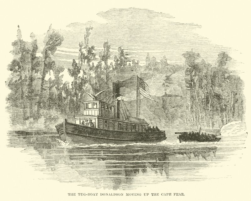 Bogserbåten Donaldson på väg uppför Cape Fear, mars 1865 av American School