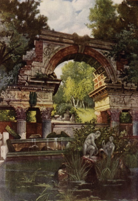 Schönbrunns trädgårdar (färg litho) av American School