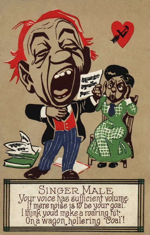 Den manliga sångaren (färg litho) av American School