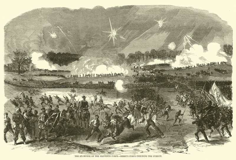 Elfte kårens stampede, Berrys kår kontrollerar jakten, maj 1863 av American School