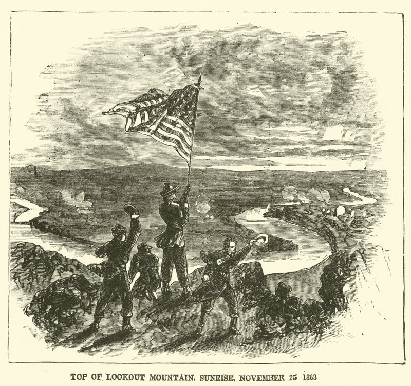 Toppen av Lookout Mountain, soluppgång, 25 november 1863, november 1863 av American School