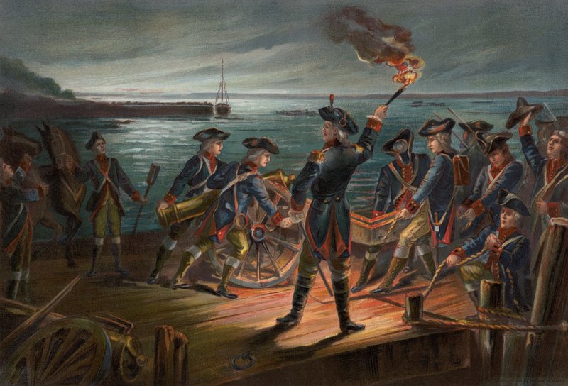 US Army, artilleri retirerar från Long Island av American School