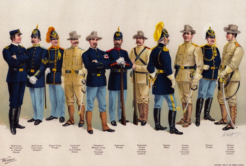 US Army, uniformer, 4 kavalleri, 2 ingenjörer av American School