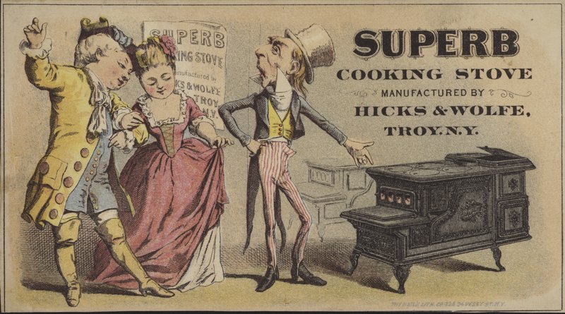 Uncle Sam säljer en superb spis (chromolitho) av American School