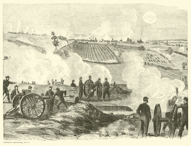 Facklig position nära centrum, slaget vid Gettysburg, 2 juli, juli 1863 av American School