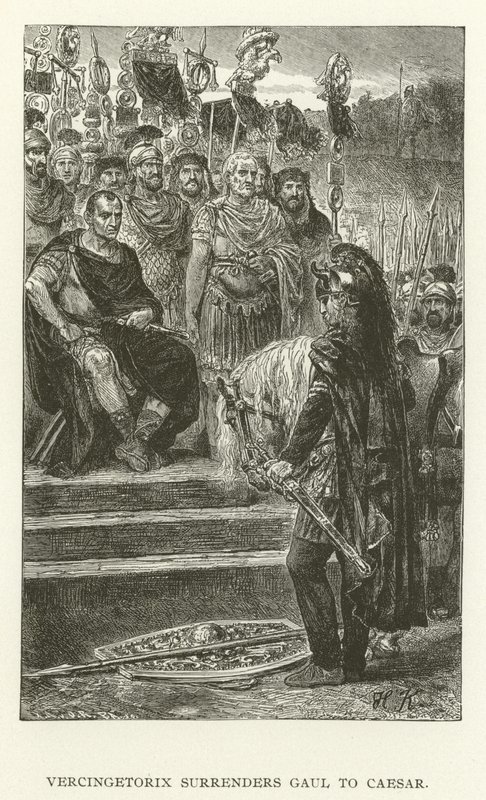 Vercingetorix överlämnar Gallien till Caesar av American School
