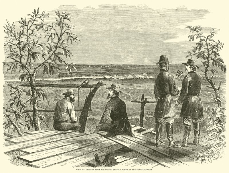 Utsikt över Atlanta från signalstationen norr om Chattahoochee, juli 1864 av American School