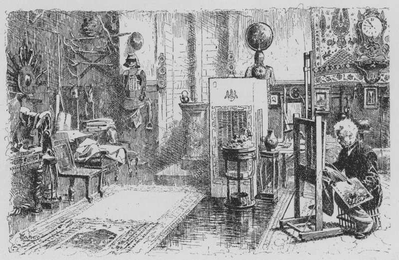 Utsikt över Geromes ateljé (litho) av American School