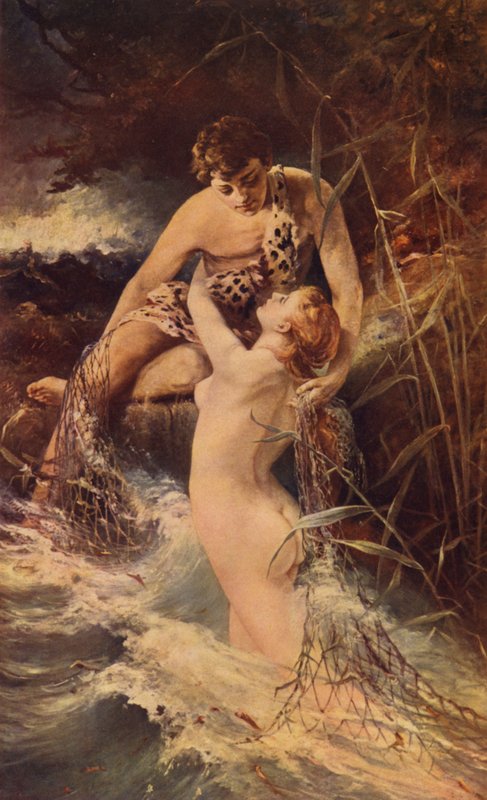 Vattennymf (färg litho) av American School