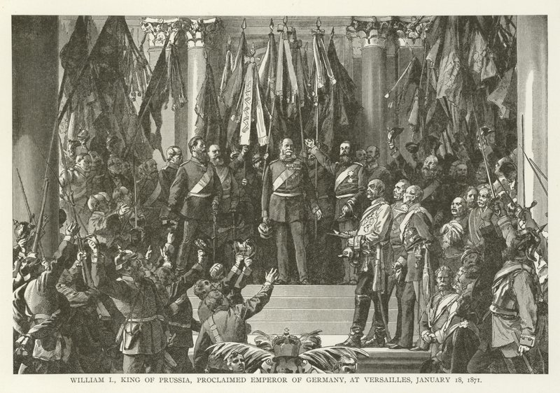Vilhelm I, kung av Preussen, utropade till kejsare av Tyskland i Versailles den 18 januari 1871 av American School