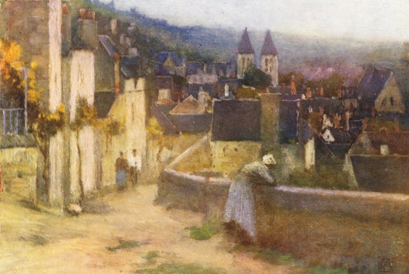 Chinon från slottet (färglitografi) av Amy B. Atkinson