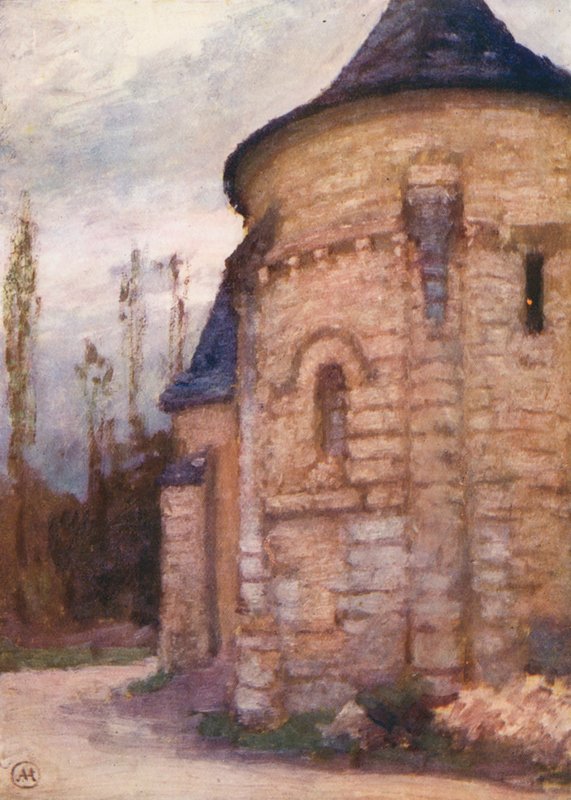 Cravant Old Church (färglitografi) av Amy B. Atkinson