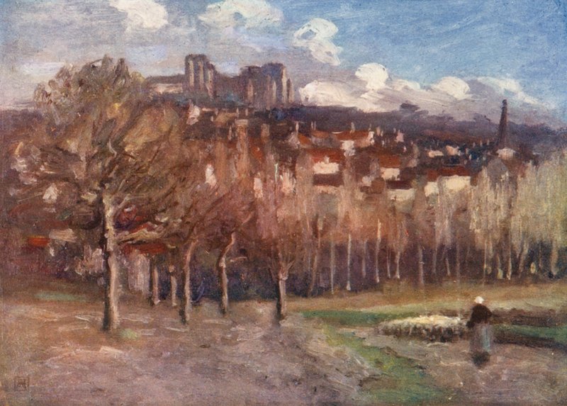 Preuilly-sur-Claise (färglitografi) av Amy B. Atkinson