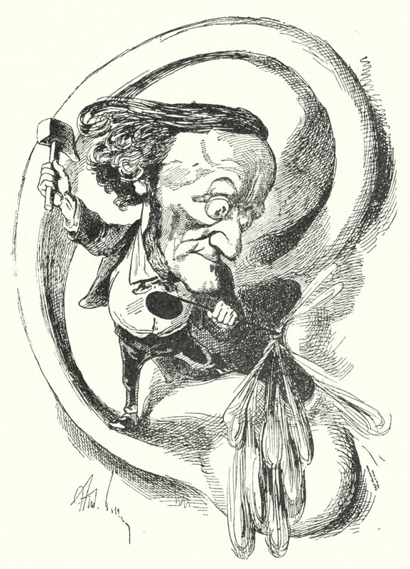 Karikatyr av den tyske kompositören Richard Wagner (litho) av Andre Gill