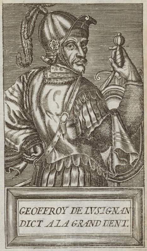 Geoffrey av Lusignan, greve av Jaffa och Ascalon, Lord of Vouvant och Mervent av Montcontour och Soubise, illustration från 