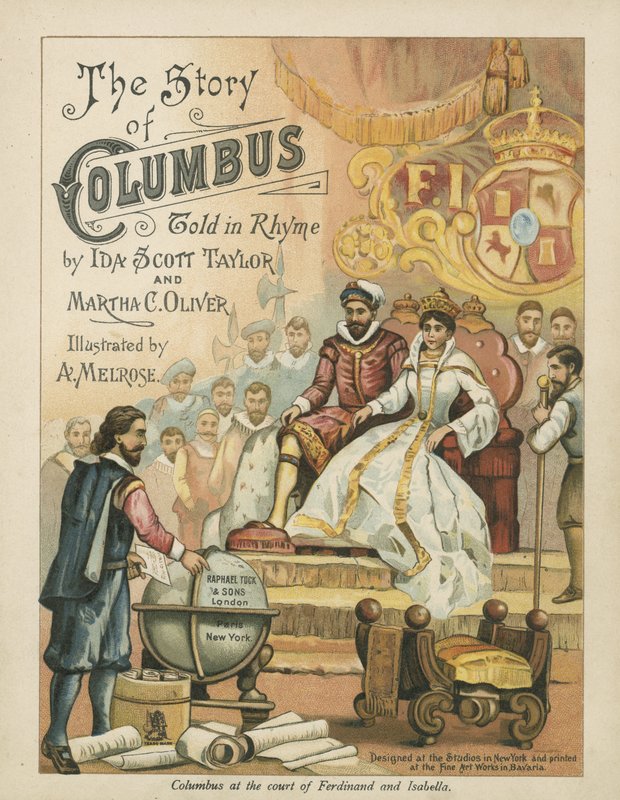 Columbus vid Ferdinand och Isabellas hov (chromolitho) av Andrew Melrose