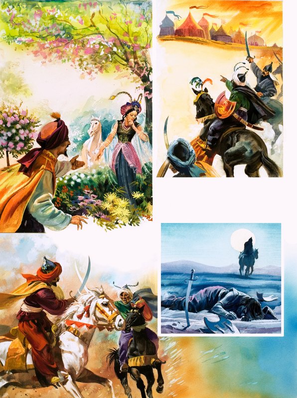 En legend om krig från Persien (gouache på papper) av Andrew Howat