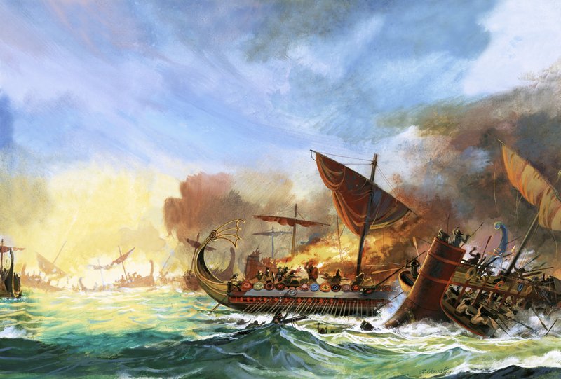 Slaget vid Salamis (gouache på papper) av Andrew Howat