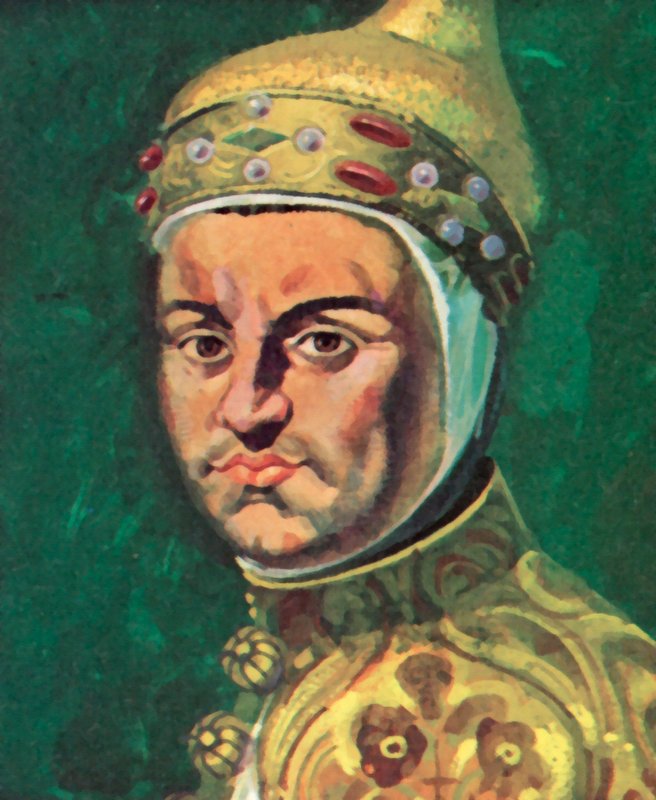 Enrico Dandolo, doge av Venedig (färglitografi) av Andrew Howat