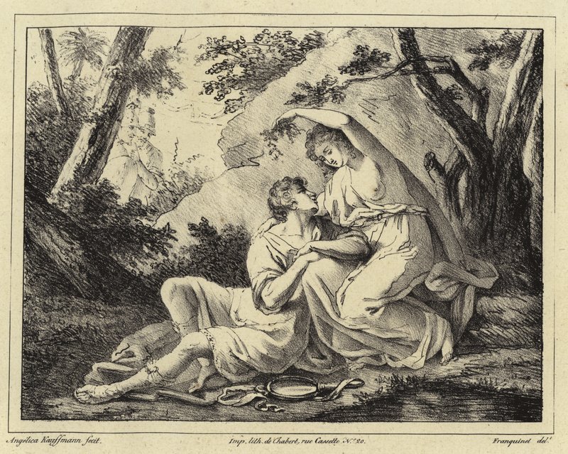 Två älskare i ett landskap av Angelica Kauffmann