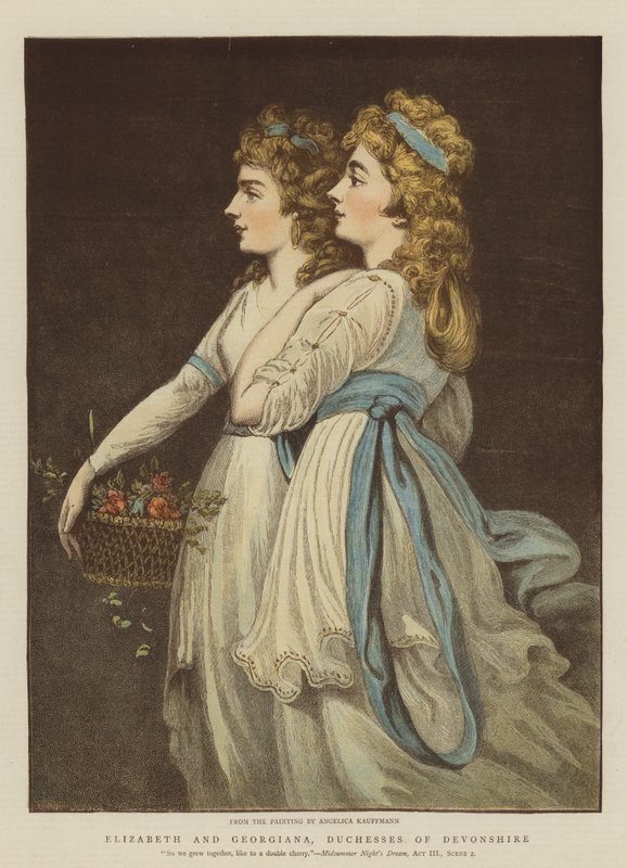 Elizabeth och Georgiana, hertiginnor av Devonshire (chromolitho) av Angelica Kauffmann