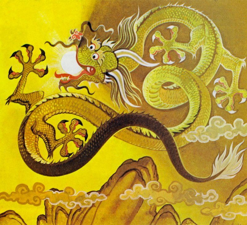 Kinesiska drakar (färglitografi) av Angus McBride
