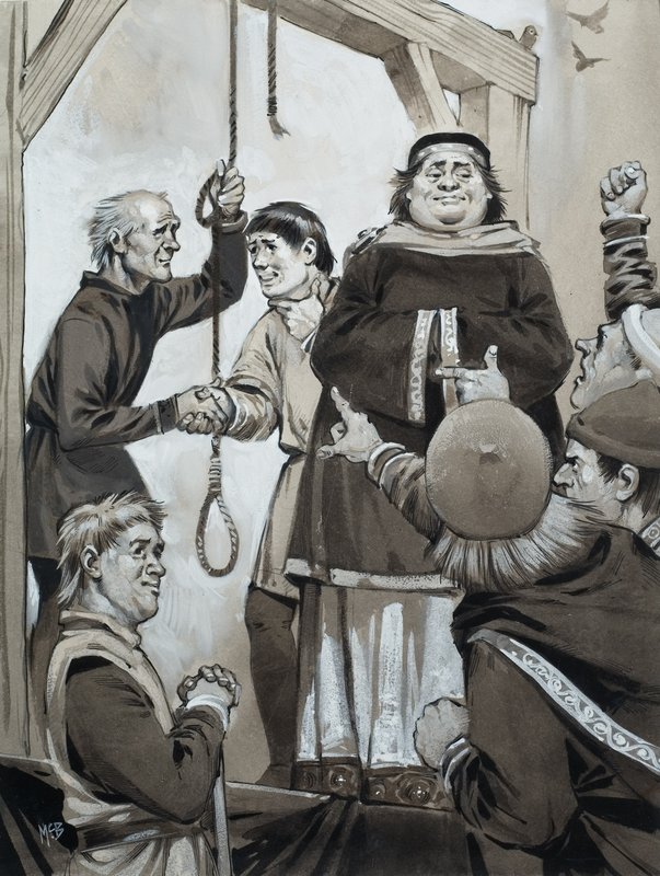 Medieval Justice (gouache på papper) av Angus McBride