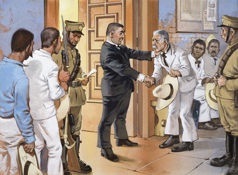 Mexikos oavslutade revolution (gouache på papper) av Angus McBride