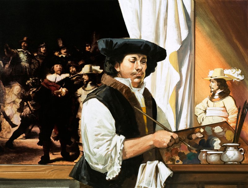 Rembrandt målar sitt berömda porträtt av medborgargardisterna av Angus McBride