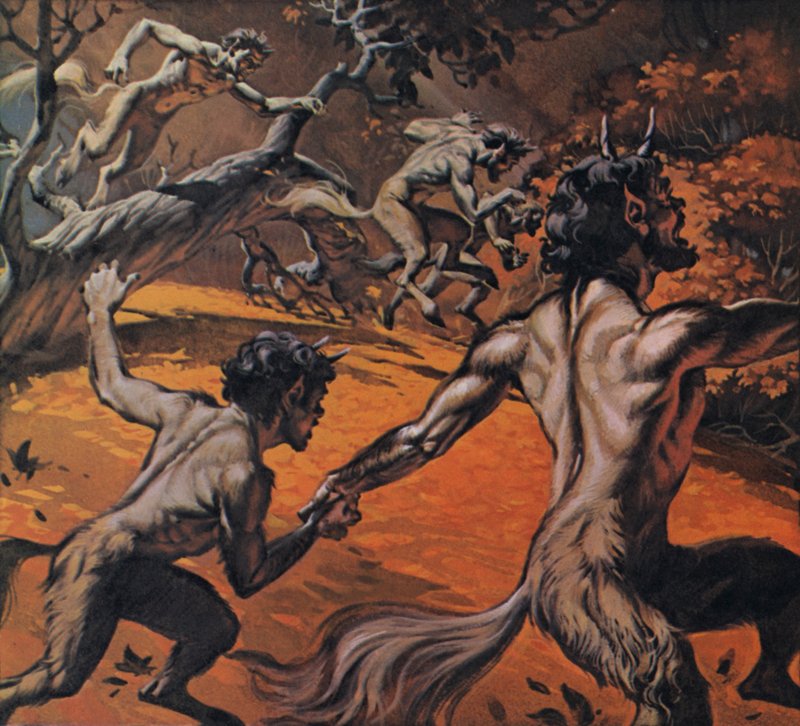 Satyrer (färglitografi) av Angus McBride