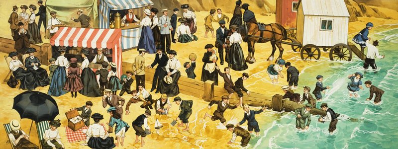Victoriansk eller edwardiansk strandmotiv av Angus McBride