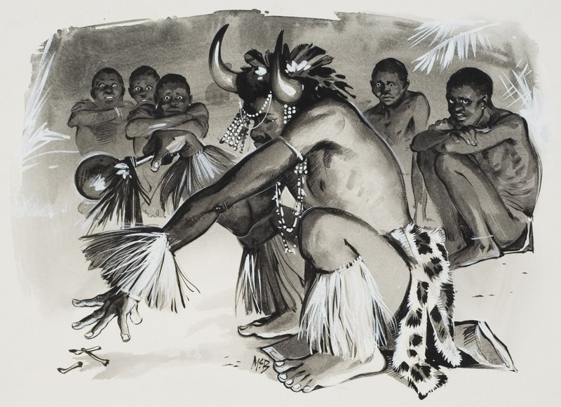 Witch Doctor (gouache på papper) av Angus McBride