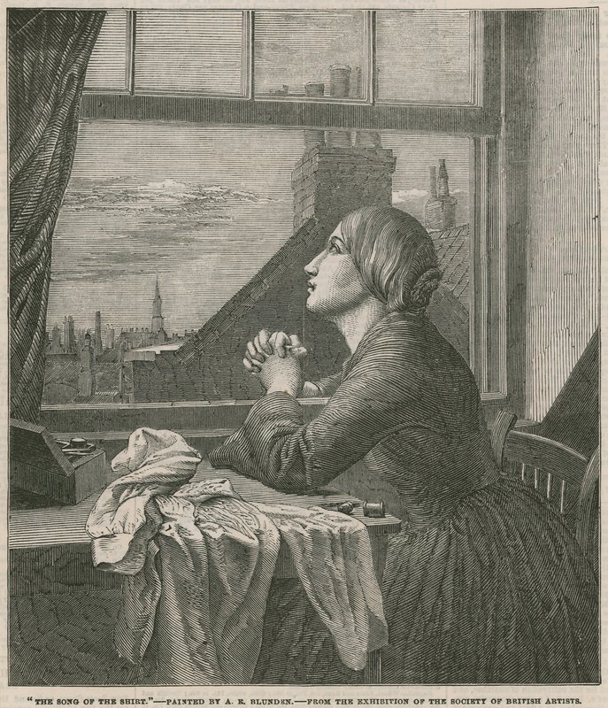 Skjortans sång - målad av A E Blunden (gravyr) av Anna E. Blunden
