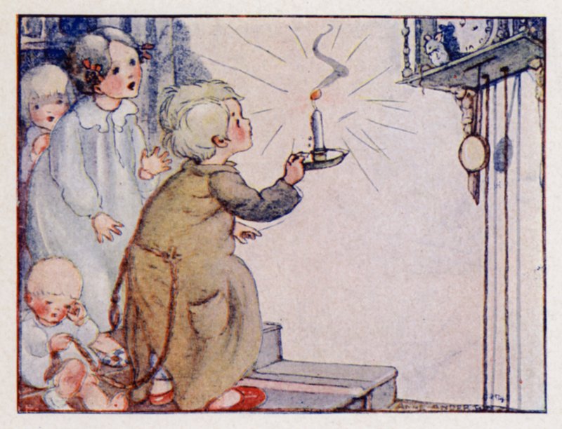 Nursery rim: Dickery, Dickery, Dock! (färg litho) av Anne (after) Anderson