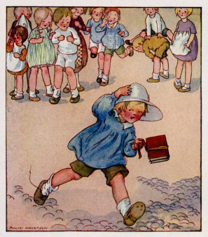 Nursery rim: Georgey Porgey, Pudding And Pie (färg litho) av Anne (after) Anderson