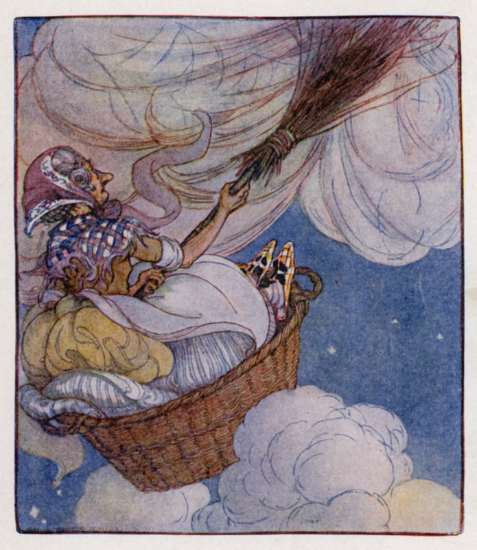 Nursery rim: There Was An Old Woman (färg litho) av Anne (after) Anderson