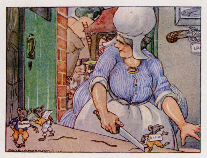 Barnramsa: Tre blinda möss (färg litho) av Anne (after) Anderson