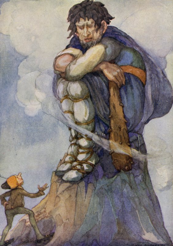 The Valiant Little Tailor (färg litho) av Anne (after) Anderson