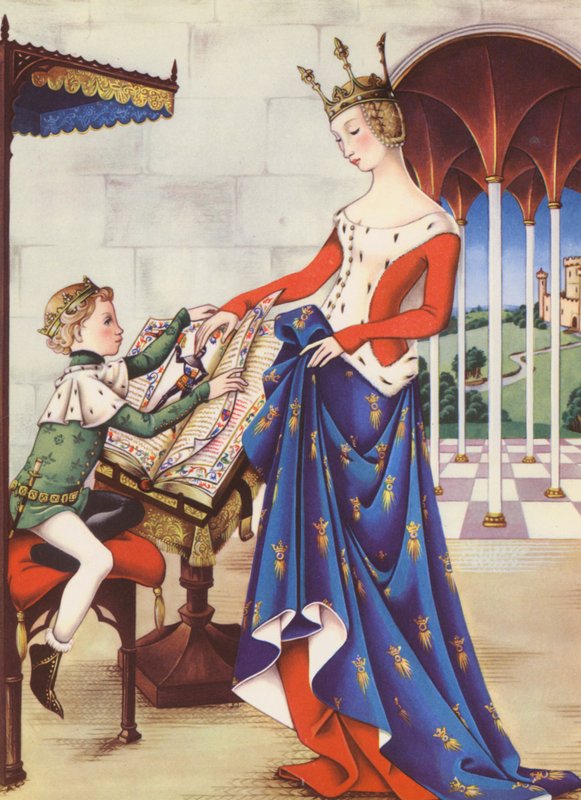 Rikard II och hans mor, den sköna jungfrun av Kent (färglitografi) av Anne & Johnstone Janet (1928 79) Johnstone