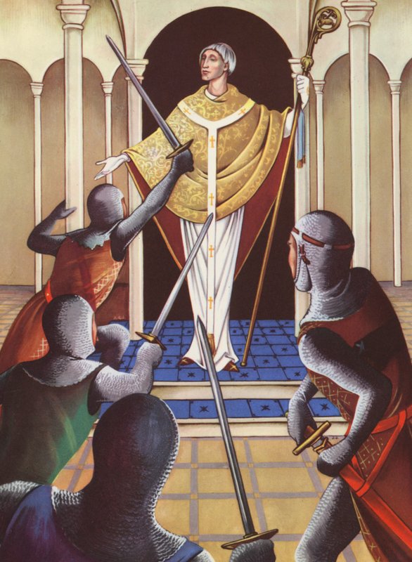 Mordet på Thomas a Becket (färglitografi) av Anne & Johnstone Janet (1928 79) Johnstone