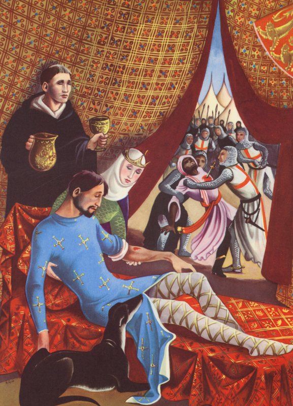Edward I och Eleonora av Kastilien (färglitografi) av Anne & Johnstone Janet (1928 79) Johnstone