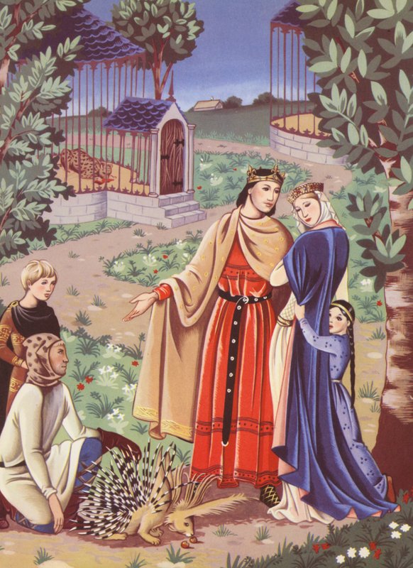 Henrik I och piggsvinet (färglitografi) av Anne & Johnstone Janet (1928 79) Johnstone