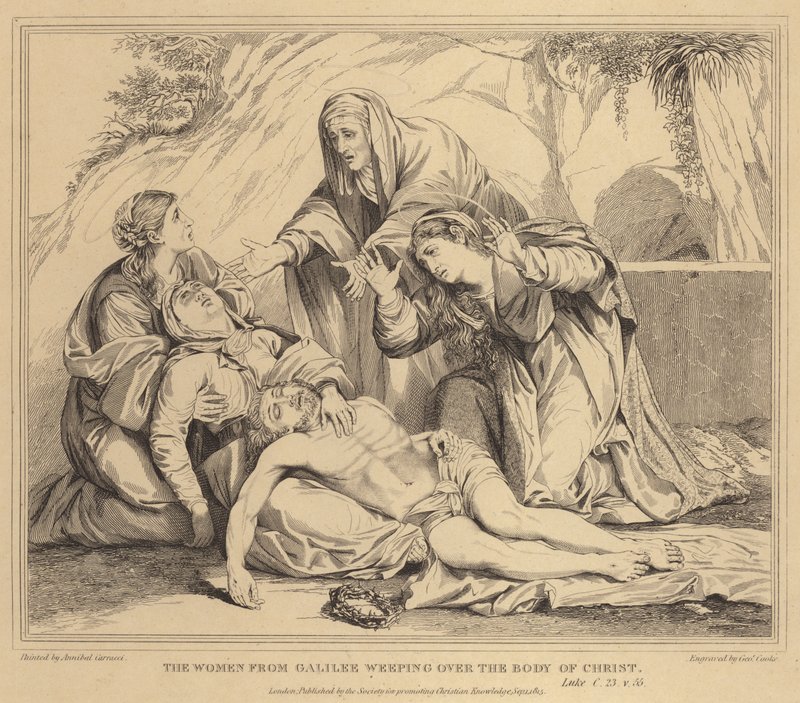 Kvinnorna från Galileen gråter över Kristi kropp, Luke av Annibale Carracci