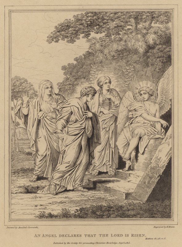 En ängel förkunnar att Herren har uppstått, Matteus av Annibale after Carracci