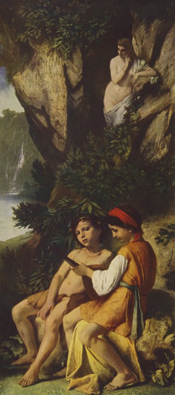 Barn som gör musik (oljemålning) av Anselm Feuerbach