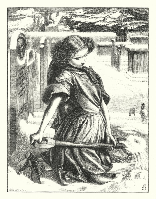 Den lilla sörjande (gravyr) av Anthony Frederick Augustus (after) Sandys